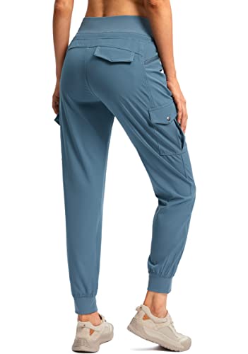 Pudolla Women's Hiking Jogger Pants Lightweight Travel Cargo Pants with Zipper Pockets High Waist for Golf Camping Blue Purple M