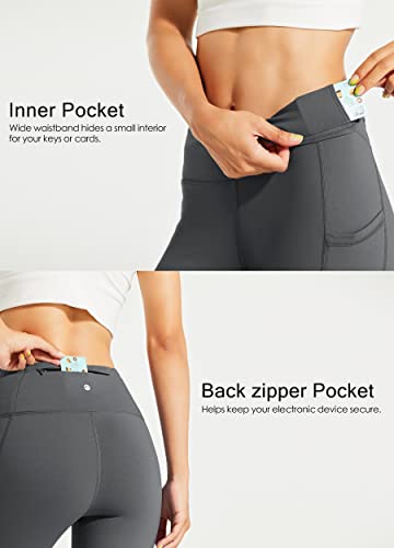 Willit Women's Fleece Lined Leggings Water Resistant Thermal Winter Pants Hiking Yoga Running Tights High Waisted Deep Gray M