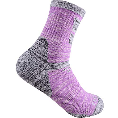 Hiking Socks Walking Socks For Women, FEIDEER 3 Pairs Outdoor Recreation Socks Moisture Wicking Crew Socks (Purple/Red/Pink)