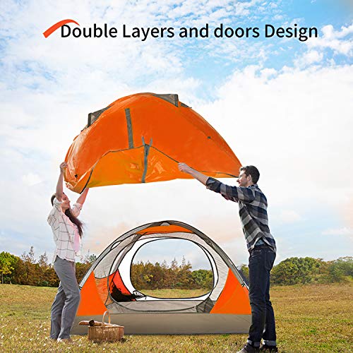 BISINNA 2 Person Camping Tent Lightweight Backpacking Tent Waterproof Windproof Two Doors Easy Setup Double Layer Outdoor Tents for Family Camping Hunting Hiking Mountaineering Travel