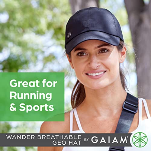 Gaiam Women's Wander Geo Hat - Breathable Ball Cap, Pre-Shaped Bill, Adjustable Size (Running, Outdoors, Baseball, Sun, Hiking, Yoga, Golf, Tennis, Sports & Fitness) - Black