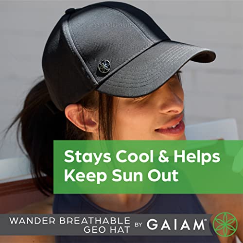 Gaiam Women's Wander Geo Hat - Breathable Ball Cap, Pre-Shaped Bill, Adjustable Size (Running, Outdoors, Baseball, Sun, Hiking, Yoga, Golf, Tennis, Sports & Fitness) - Black