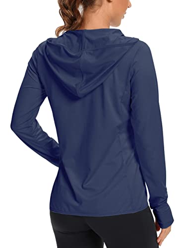 KPSUN Women's UPF 50+ UV Sun Protection Clothing Zip Up Hoodie SPF Long Sleeve Sun Shirt Fising Hiking Outdoor Performance Jacket(navy,L)