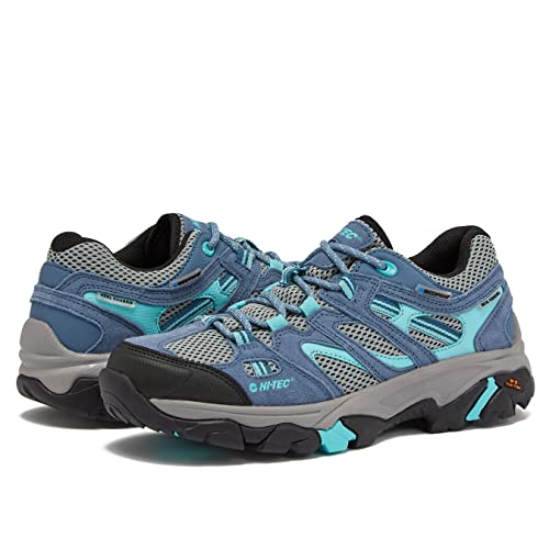 HI-TEC Apex Lite Low WP Waterproof Hiking Shoes for Women, Lightweight Breathable Outdoor Trekking and Trail Shoes - Light Blue/Medium Grey/Light Blue, 7.5 Medium