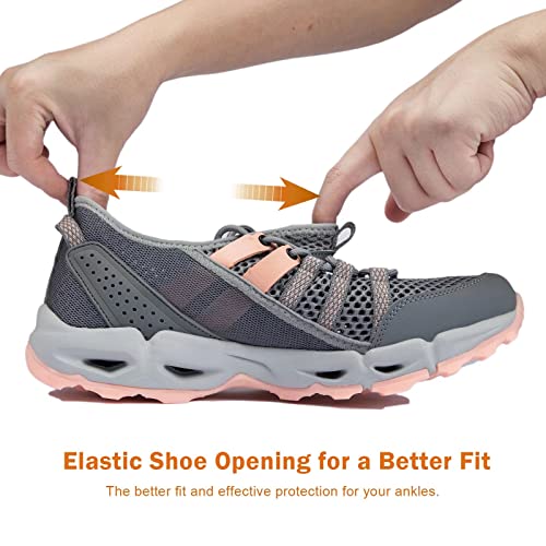 MAINCH Women's Hiking Water Shoes Quick Dry Outdoor Sport Sneakers (Pink, Size 9)