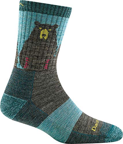 Darn Tough Bear Town Micro Crew Lightweight with Cushion Sock - Women's Aqua Medium