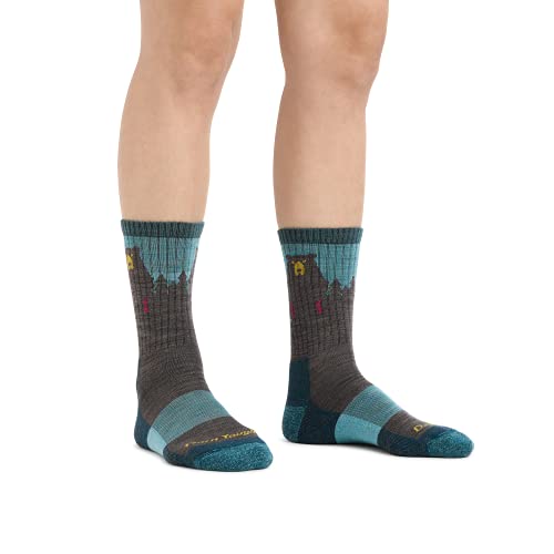 Darn Tough Bear Town Micro Crew Lightweight with Cushion Sock - Women's Aqua Medium