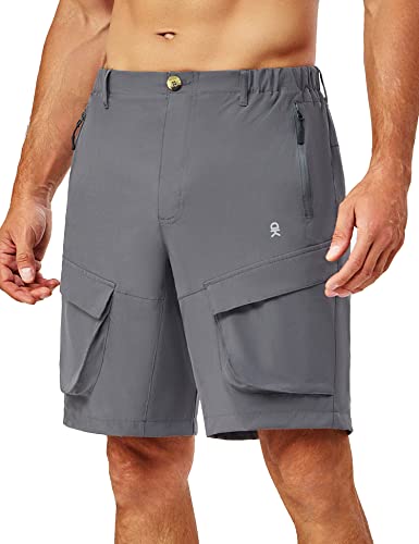 Little Donkey Andy Men's Stretch Quick Dry Cargo Shorts for Hiking, Camping, Travel Grey Size M