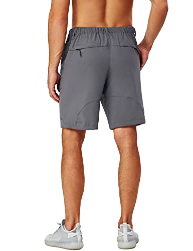Little Donkey Andy Men's Stretch Quick Dry Cargo Shorts for Hiking, Camping, Travel Grey Size M