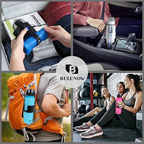 BULUNOW Collapsible Water Bottle for Sports Travel, BPA Free Silicone Folding Water Bottle 22 Oz - Leak Proof Twist Cap, With Carry Bag