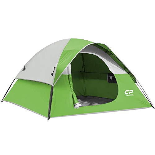 CAMPROS CP Tent 3 Person Camping Tents, Waterproof Windproof Backpacking Tent with Top Rainfly, Easy Set up Small Lightweight Dome Tents, Hiking Beach Outdoor with 3 Windows - Green