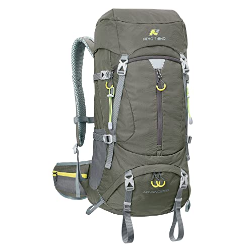 N NEVO RHINO Waterproof Hiking Backpack 50L/60L, Camping Backpack with Rain Cover, High Performance Hiking Travel Mountaineering Backpack