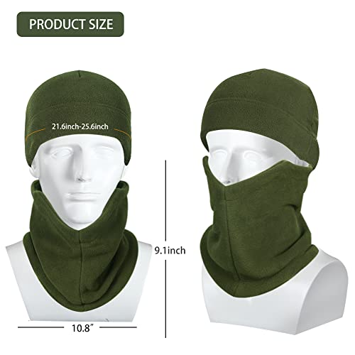 Thicker Fleece Watch Cap Neck Gaiter Set Winter Warm Beanie Hat for Men/Women Cycling Skiing Hiking Tactical Skull Cap