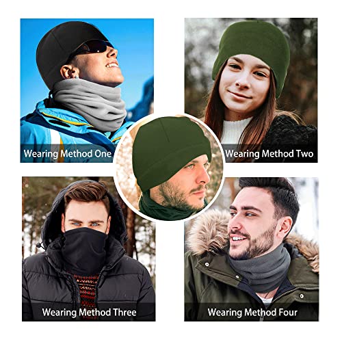 Thicker Fleece Watch Cap Neck Gaiter Set Winter Warm Beanie Hat for Men/Women Cycling Skiing Hiking Tactical Skull Cap