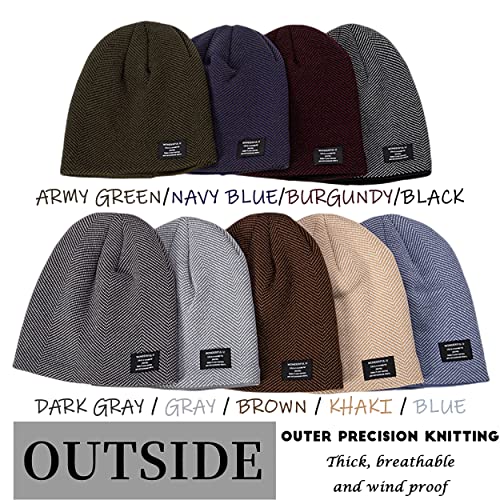 HiRui Winter Beanie Hats for Men Women Knit Fleece Lined Warm Slouchy Skull Cap (Blue)