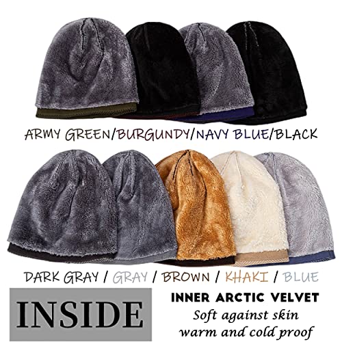 HiRui Winter Beanie Hats for Men Women Knit Fleece Lined Warm Slouchy Skull Cap (Blue)