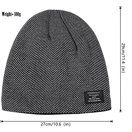 HiRui Winter Beanie Hats for Men Women Knit Fleece Lined Warm Slouchy Skull Cap (Blue)