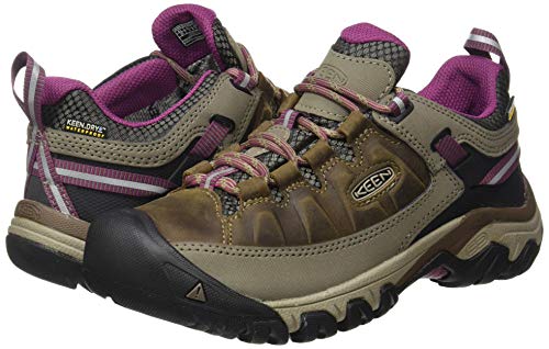 KEEN Women's Targhee 3 Low Height Waterproof Hiking Shoe, Weiss/Boysenberry, 8.5