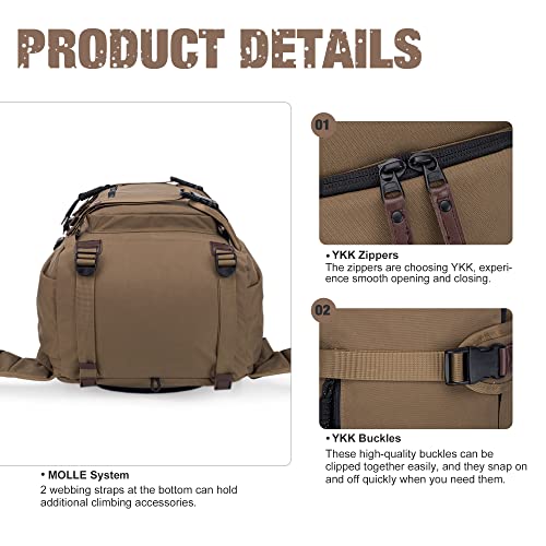 TAK Hiking Backpack for Men Women 45L Outdoor Travel Camping Day Pack