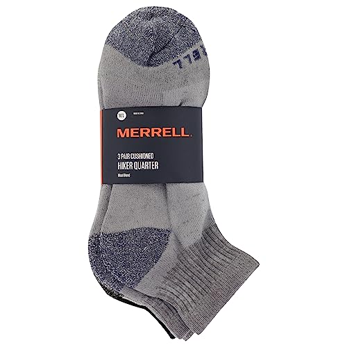 Merrell womens Cushioned Performance Hiker Hiking Socks, Charcoal Black (Quarter), 9 11 US