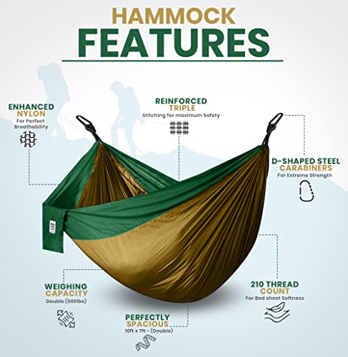 Utopia Home Camping Hammock Double & Single with 2 Tree Hammock Straps, Travel Hammock Backpacking Nylon Parachute Hammock for Outdoor & Hiking