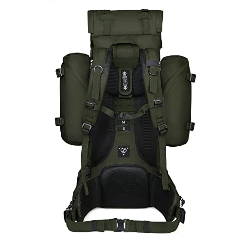 Mardingtop 65+10L Internal Frame Backpack with Rain Cover for Military Camping Hiking Traveling Army Green-M403