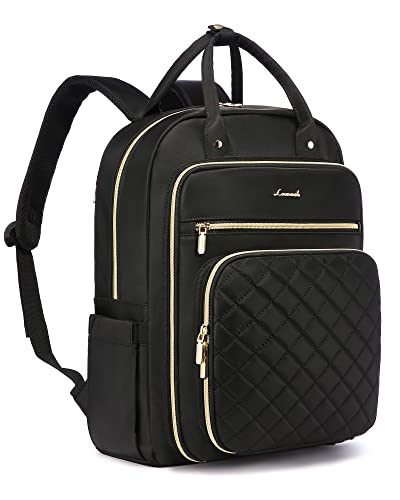 LOVEVOOK Laptop Backpack for Women, Work Travel Backpack Purse for Women Water Resistant, School Bookbag for Women, Nurse Bag Teacher Computer Backpack with USB Charging Port, Fits 15.6'' Laptop Black