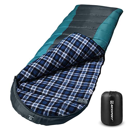 Bessport Sleeping Bag Winter | Flannel Lined 18℉ - 32℉ Extreme 3-4 Season Warm & Cool Weather Adult Sleeping Bags Large | Lightweight, Waterproof for Camping, Backpacking, Hiking