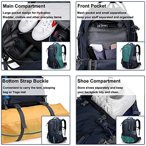 G4Free 50L Hiking Backpack Waterproof Daypack Outdoor Camping Climbing Backpack with Rain Cover for Men Women