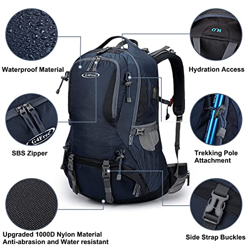 G4Free 50L Hiking Backpack Waterproof Daypack Outdoor Camping Climbing Backpack with Rain Cover for Men Women