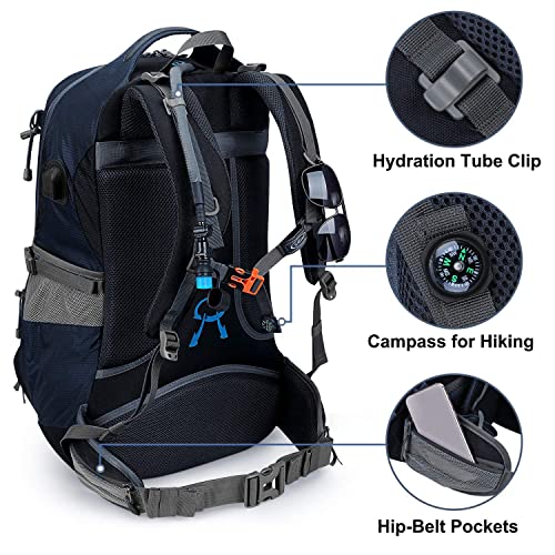 G4Free 50L Hiking Backpack Waterproof Daypack Outdoor Camping Climbing Backpack with Rain Cover for Men Women