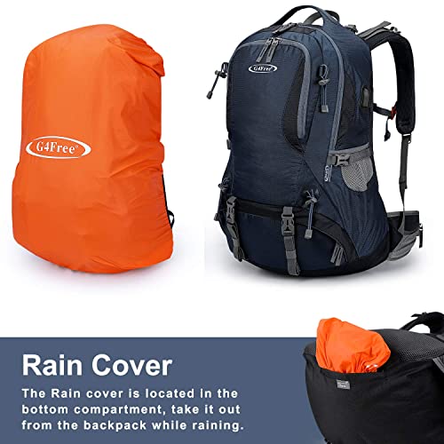G4Free 50L Hiking Backpack Waterproof Daypack Outdoor Camping Climbing Backpack with Rain Cover for Men Women
