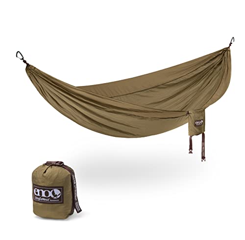 ENO, DoubleNest Hammock - Lightweight, Portable, 1 to 2 Person Hammock - for Camping, Hiking, Backpacking, Travel, a Festival, or The Beach, Khaki/Khaki