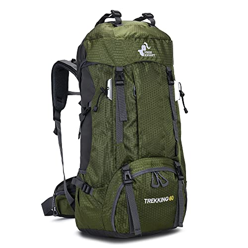 60L Waterproof Lightweight Hiking Backpack with Rain Cover,Outdoor Sport Travel Daypack for Climbing Camping Touring (Army Green)