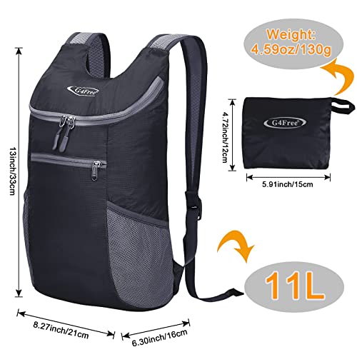 G4Free Lightweight Packable Shoulder Backpack Hiking Daypacks Small Casual Foldable Outdoor Bag 11L