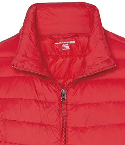 Amazon Essentials Women's Lightweight Long-Sleeve Water-Resistant Puffer Jacket (Available in Plus Size), Red, Small