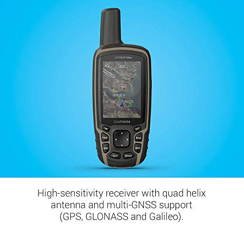 Garmin GPSMAP 64sx, Handheld GPS with Altimeter and Compass, Preloaded With TopoActive Maps, Black/Tan (Renewed)