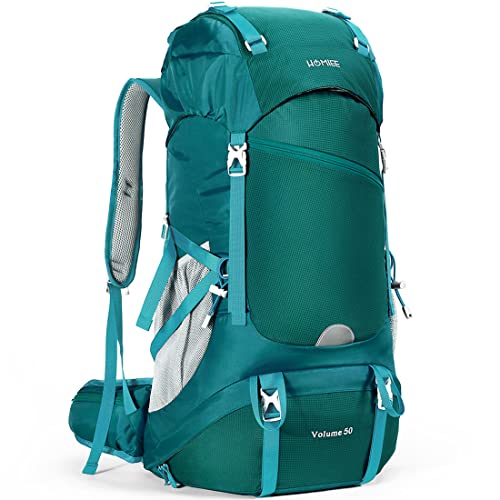 HOMIEE 50L Hiking Backpack Travel Backpack Waterproof Daypack Outdoor Camping Climbing Backpack with Rain Cover