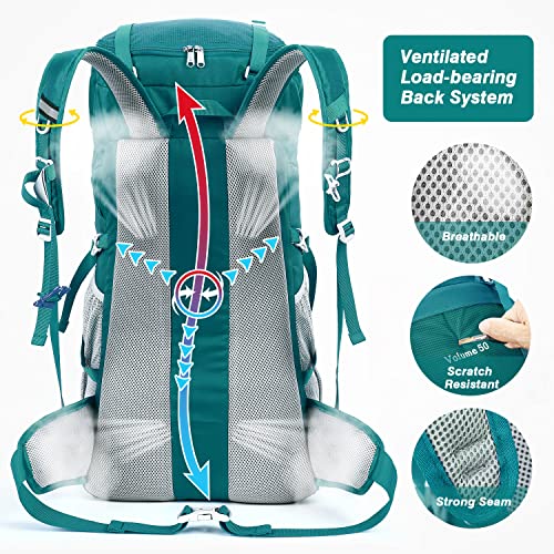 HOMIEE 50L Hiking Backpack Travel Backpack Waterproof Daypack Outdoor Camping Climbing Backpack with Rain Cover