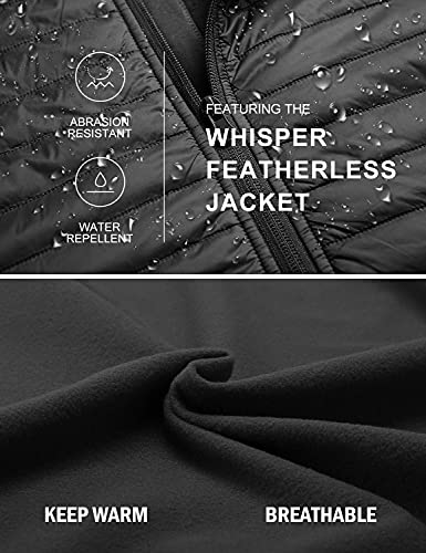 BALEAF Men's Lightweight Warm Puffer Jacket Winter Down Jacket Thermal Hybrid Hiking Coat Water Resistant Packable Black L