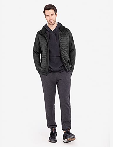 BALEAF Men's Lightweight Warm Puffer Jacket Winter Down Jacket Thermal Hybrid Hiking Coat Water Resistant Packable Black L
