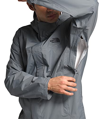 THE NORTH FACE Men’s Venture 2 Waterproof Hooded Rain Jacket, Mid Grey/Mid Grey/TNF Black, Small