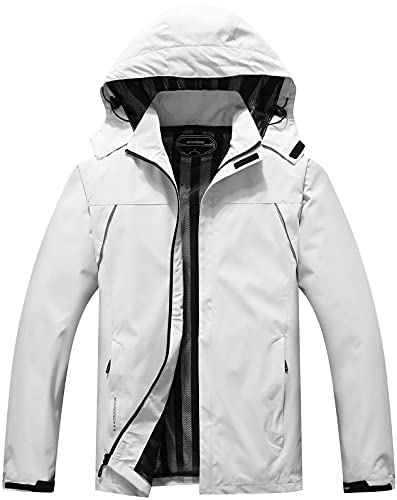 MOERDENG Men's Waterproof Rain Jacket Outdoor Lightweight Raincoat for Hiking Travel Large
