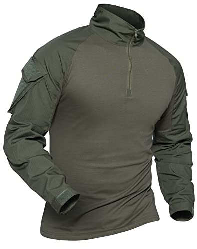 XKTTAC Tactical-Combat-Airsoft-Military-Shirt (Green, Large)