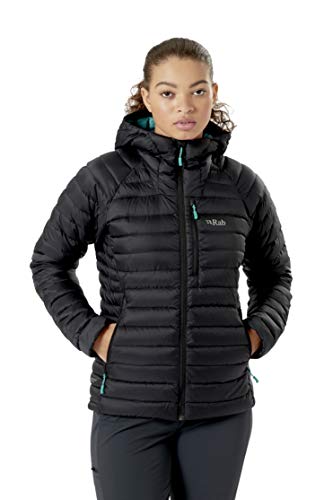 Rab Women's Microlight Alpine Down Jacket for Hiking, Climbing, and Skiing - Black - Large