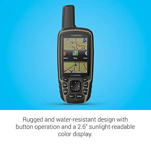 Garmin GPSMAP 64sx, Handheld GPS with Altimeter and Compass, Preloaded With TopoActive Maps, Black/Tan (Renewed)