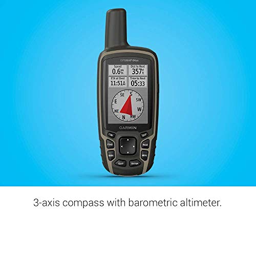 Garmin GPSMAP 64sx, Handheld GPS with Altimeter and Compass, Preloaded With TopoActive Maps, Black/Tan (Renewed)