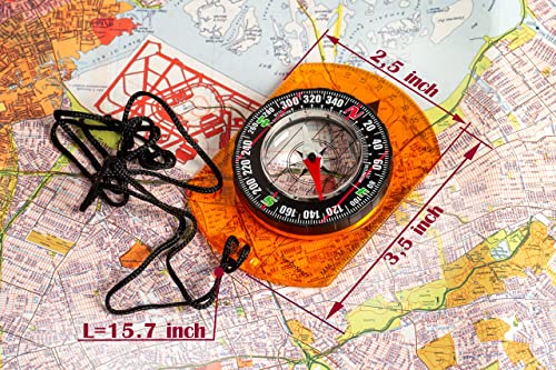 Orienteering Compass - Hiking Backpacking Compass - Advanced Scout Compass Camping and Navigation - Boy Scout Compass Kids - Childrens Compasses for Map Reading - Baseplate Compass Survival