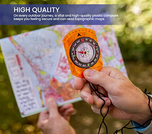 Orienteering Compass - Hiking Backpacking Compass - Advanced Scout Compass Camping and Navigation - Boy Scout Compass Kids - Childrens Compasses for Map Reading - Baseplate Compass Survival