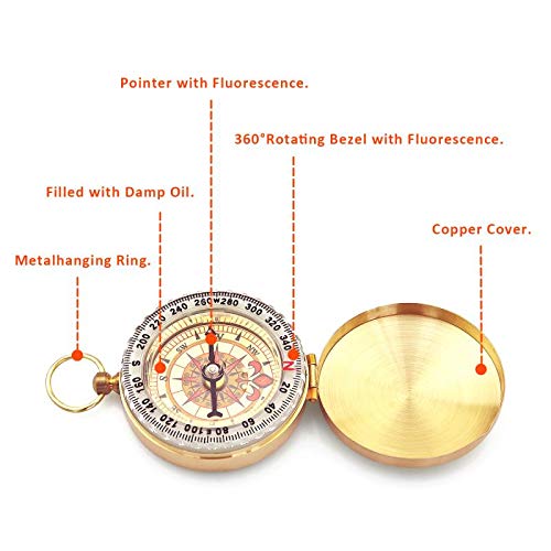 Classic Pocket Style Camping Old Fashioned Copper Compass